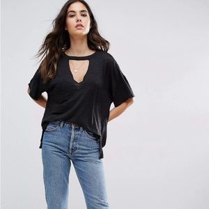 Oversized v cutout tee